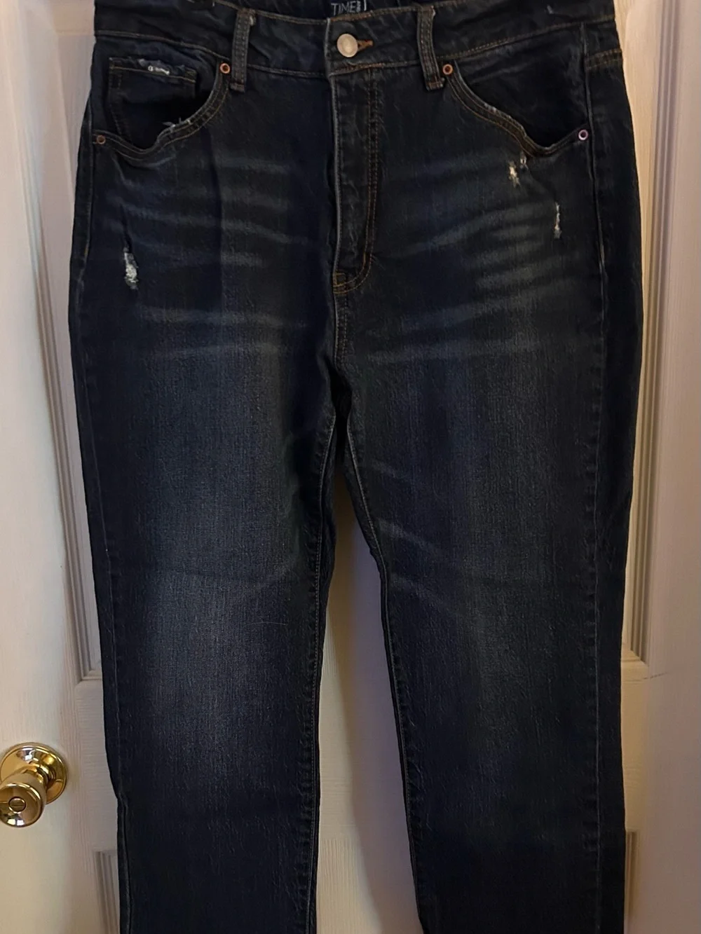 Time and Tru Dark Blue High-Rise Ankle Jeans - Picture 6 of 9